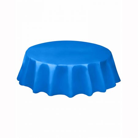 Nappe en plastique ronde bleu