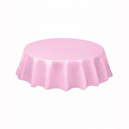 Nappe en plastique ronde rose pale