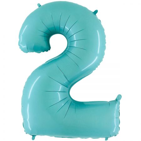 Ballon chiffre 2 Bleu Pastel