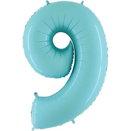 Ballon chiffre 9 Bleu Pastel