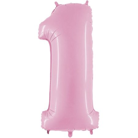 Ballon chiffre 1 Rose Pastel