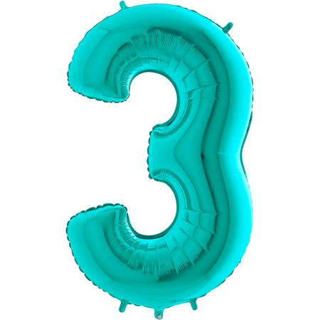 Ballon chiffre 3 Turquoise