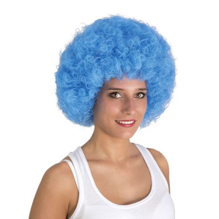 Perruque Adulte Afro Bleue