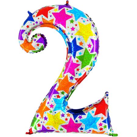 Ballon chiffre 2 Motif Etoiles