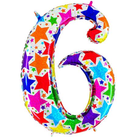 Ballon chiffre 6 Motif Etoiles