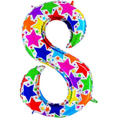 Ballon chiffre 8 Motif Etoiles