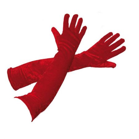 Gants longs rouges velours