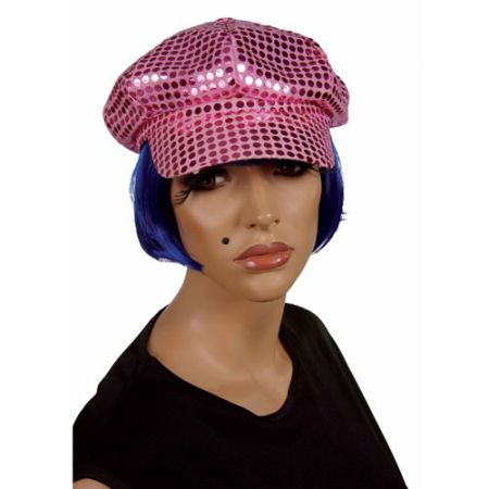 Casquette disco à sequins rose