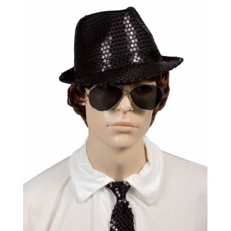 Chapeau tissu sequins borsalino noir