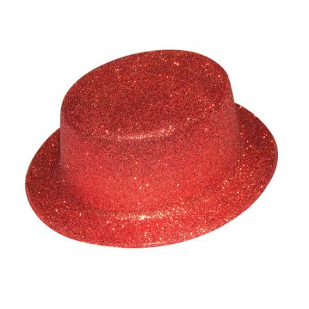 Chapeau plastique HDF bords arrondis Paillettes rouge