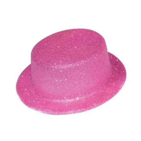 Chapeau plastique HDF bords arrondis Paillettes rose