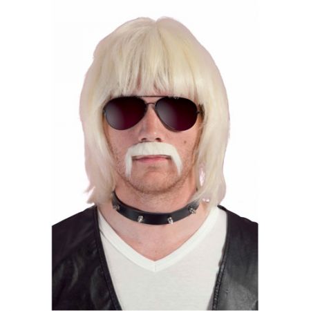 Perruque et moustache Biker blond