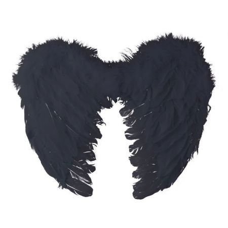 Ailes d'ange en plumes noires 40cm