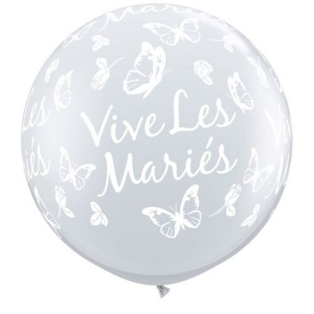 Ballon mariage géant papillon blanc perlé qualatex