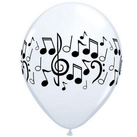 Ballon notes de musiques qualatex blanc