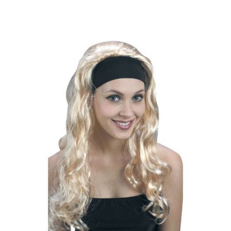 Perruque Longue Ondulée Blonde avec Bandeau