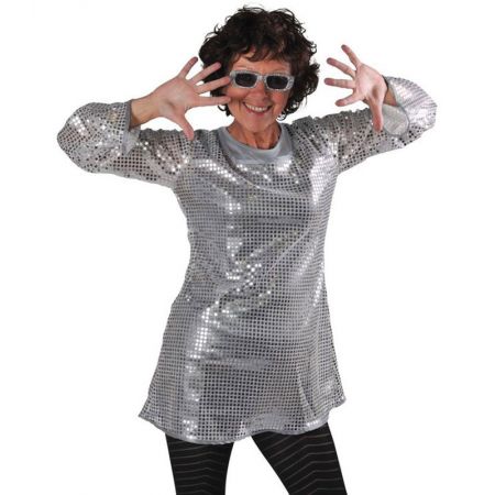 Tunique disco femme sequins - Argent