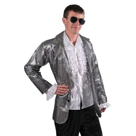 Veste Disco Homme Argent Luxe