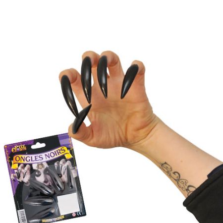 Faux ongles longs noirs de sorcière