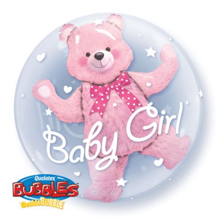 Ballon Double Bubble ourson baby girl